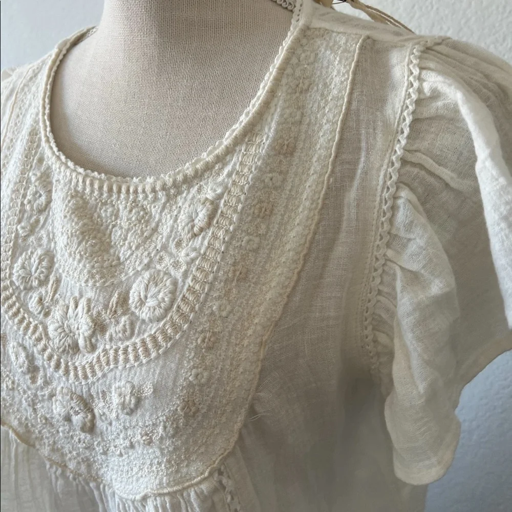 Nicole Miller Artelier cream peasant top - Picture 3 of 8